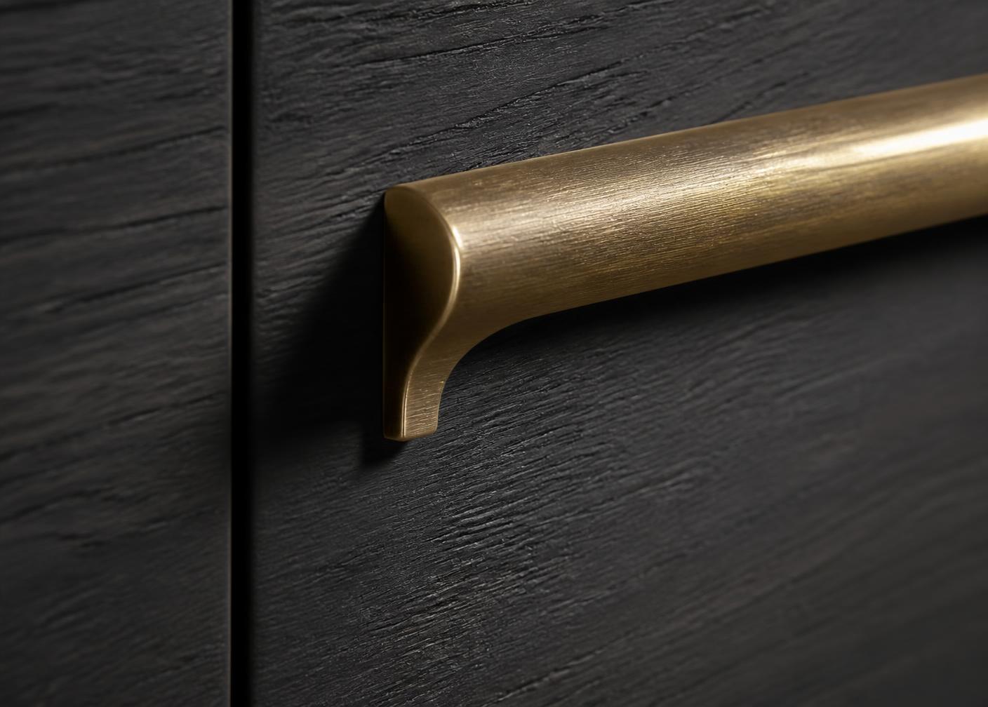 Hardware Detail No. 7 — Charcoal Oak · Brushed Brass