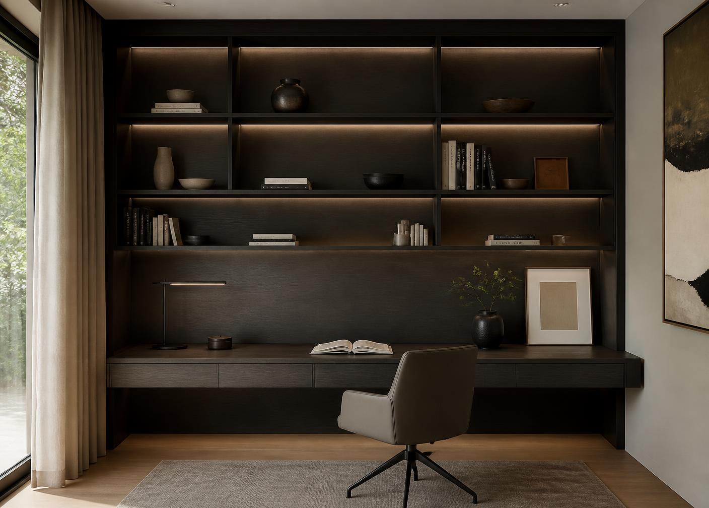 The Rosebank Study — Charcoal Oak · Integrated LED